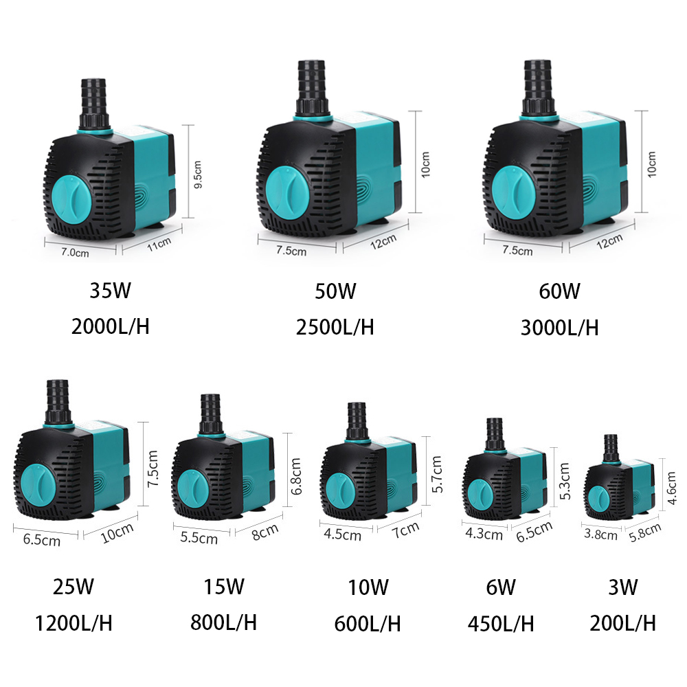 Marine Aquarium Nano - Ultra-Quiet 3/6/10/15/25/35/50/60W Submersible Water Fountain Pump